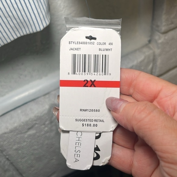 NWT Amanda & Chelsea blue and white striped blazer size 2X - Picture 5 of 8